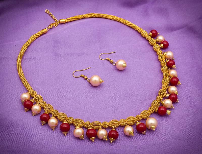 multicolor Traditinal Gold Plated Alloy Necklace