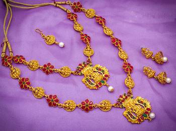 multicolor Traditinal Gold Plated Alloy Necklace 1