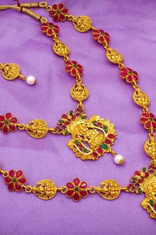 multicolor Traditinal Gold Plated Alloy Necklace