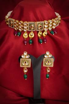 multicolor Traditinal Gold Plated Alloy Necklace