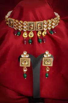 multicolor Traditinal Gold Plated Alloy Necklace