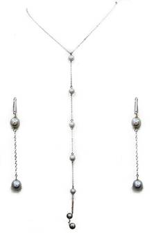 White beaded jewellery Brass Copper   Necklace &  Pair of Earrings