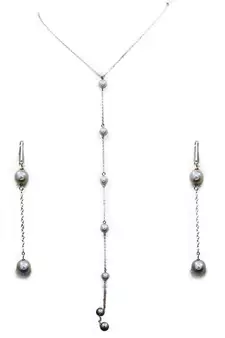 White beaded jewellery Brass Copper   Necklace &  Pair of Earrings