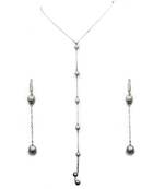 White beaded jewellery Brass Copper   Necklace &  Pair of Earrings