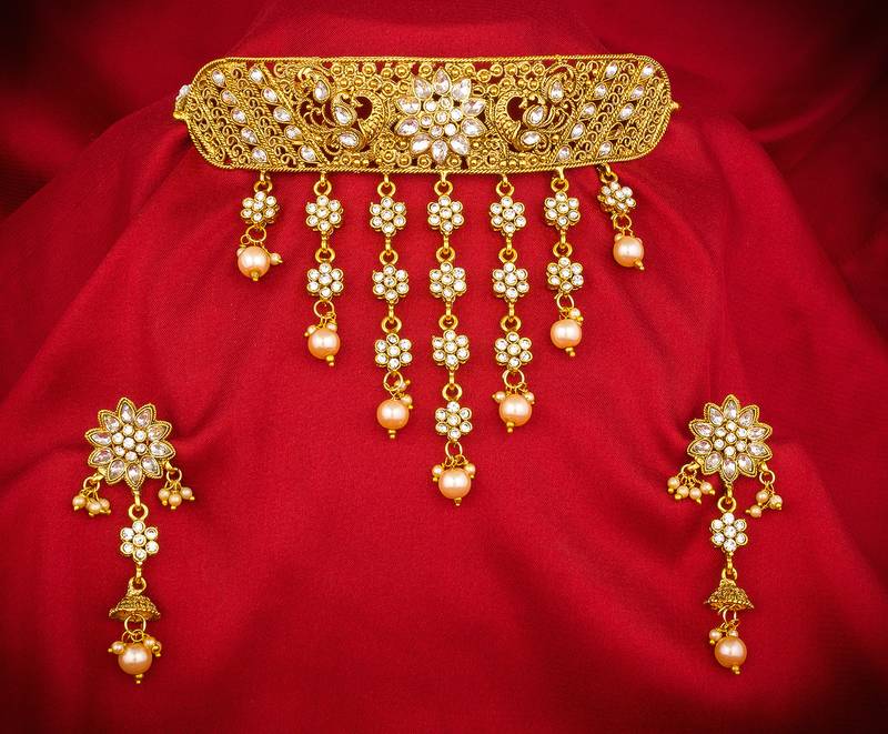 multicolor Traditinal Gold Plated Alloy Necklace