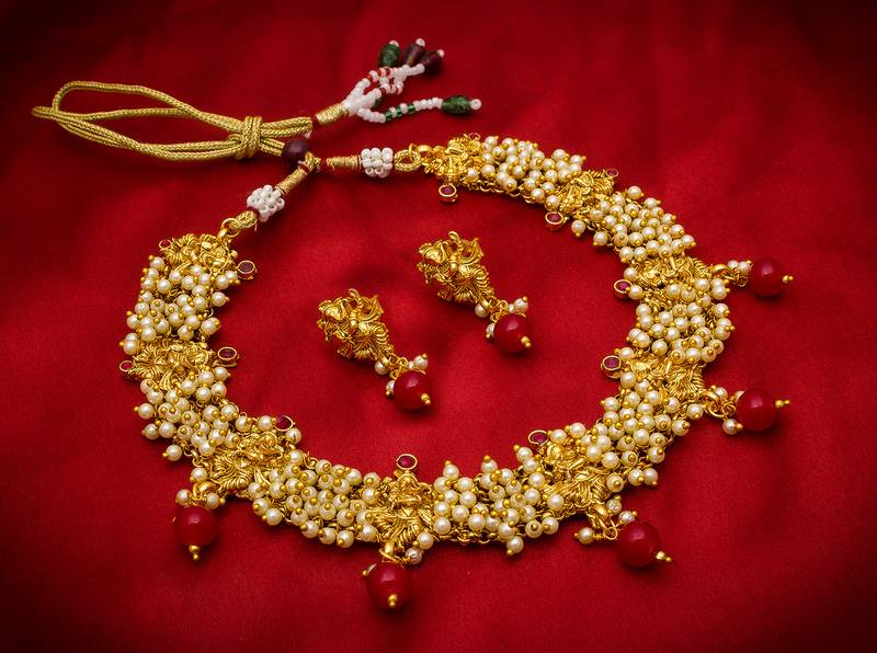 multicolor Traditinal Gold Plated Alloy Necklace