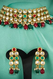 multicolor Traditinal Gold Plated Alloy Necklace