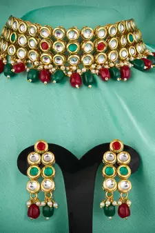 multicolor Traditinal Gold Plated Alloy Necklace