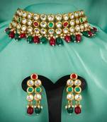multicolor Traditinal Gold Plated Alloy Necklace