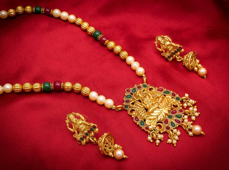 multicolor Traditinal Gold Plated Alloy Necklace