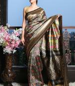 Black woven silk saree with blouse