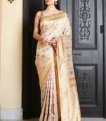 White woven silk saree with blouse