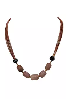 Pink beaded jewellery Brass Copper   Necklace &  Pair of Earrings
