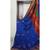 blue blended cotton embroidered   saree with blouse