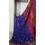 blue blended cotton embroidered   saree with blouse