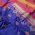 blue blended cotton embroidered   saree with blouse
