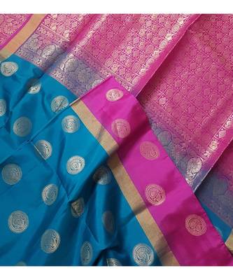 blue uppada silk hand woven   saree with blouse 3