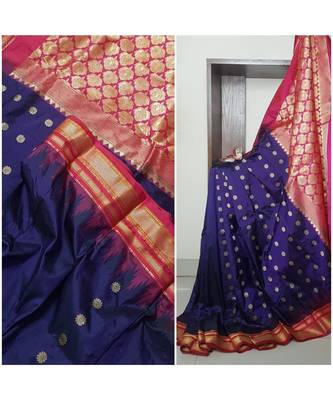 purple pure silk hand woven   saree with blouse 2