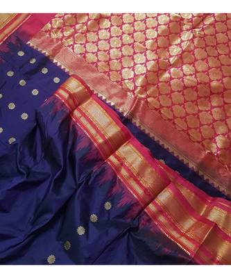purple pure silk hand woven   saree with blouse 3