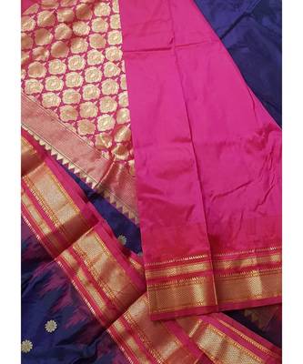 purple pure silk hand woven   saree with blouse 4
