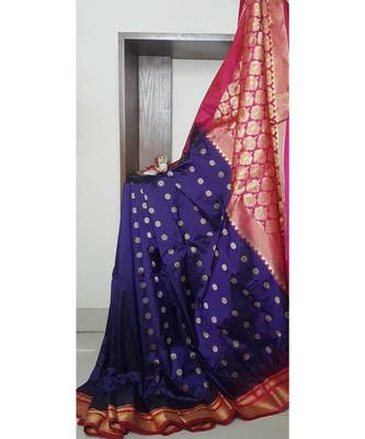purple pure silk hand woven   saree with blouse 1