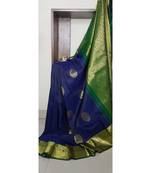  Blue pure silk handloom saree with blouse