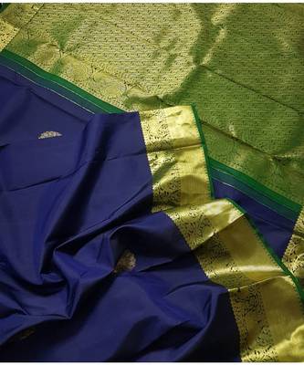  Blue pure silk handloom saree with blouse 4