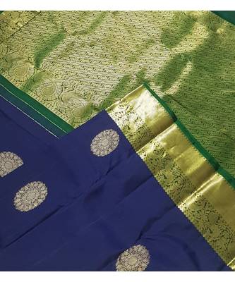  Blue pure silk handloom saree with blouse 5