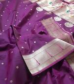 purple faux paithani silk woven   saree with blouse
