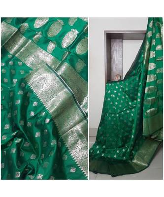 blue banarasi brocade woven   saree with blouse 2