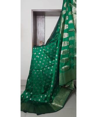 blue banarasi brocade woven   saree with blouse 1