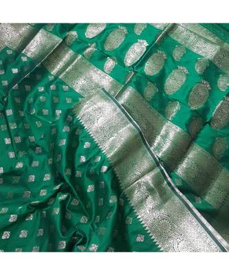 blue banarasi brocade woven   saree with blouse 3