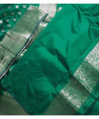 blue banarasi brocade woven   saree with blouse 4