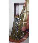 grey banarasi brocade woven   saree with blouse