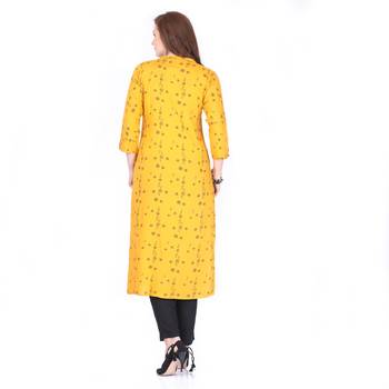 Yellow printed rayon ethnic-kurtis 2