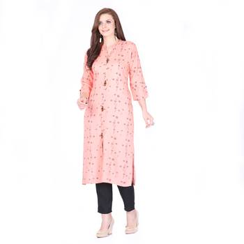 Pink printed rayon ethnic-kurtis 1