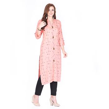Pink printed rayon ethnic-kurtis 3