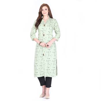 Green printed rayon ethnic-kurtis 1