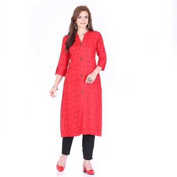 Red printed rayon ethnic-kurtis 1