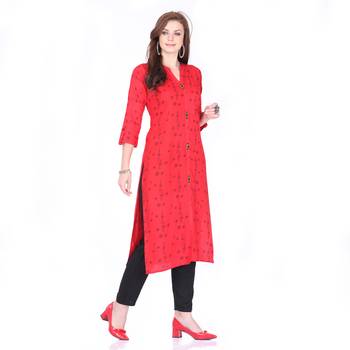 Red printed rayon ethnic-kurtis 3