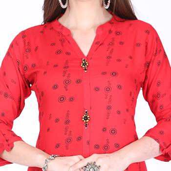 Red printed rayon ethnic-kurtis 4