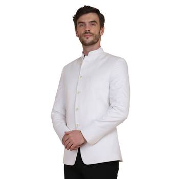 White plain cotton bandhgala-suit 3