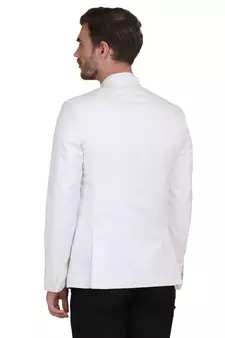 White plain cotton bandhgala-suit