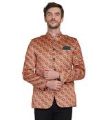 Orange printed satin men-wedding-dresses