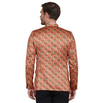 Orange printed satin men-wedding-dresses 3