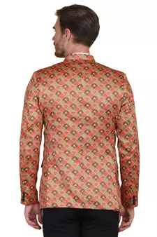 Orange printed satin men-wedding-dresses