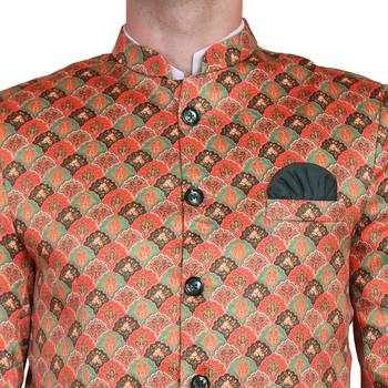 Orange printed satin men-wedding-dresses 5