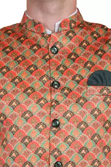 Orange printed satin men-wedding-dresses