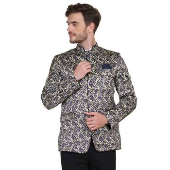 Green printed satin men-wedding-dresses 1