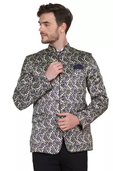 Green printed satin men-wedding-dresses